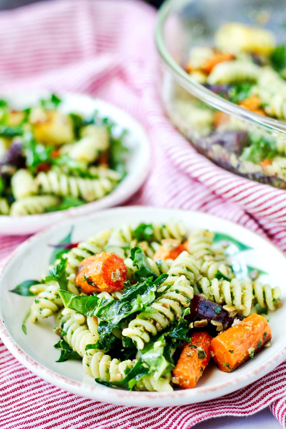 Pasta Salad with Roasted Carrots and Kale | Karen's Kitchen Stories