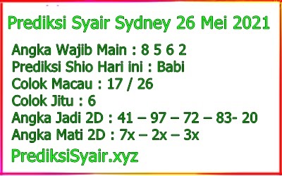 Prediksi Togel Sydney 26 Mei 2021 Prediksi Togel Sydney 26 Mei 2021