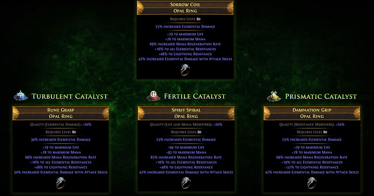 Poe 3.9 Crafting with Turbulent & Fertile & Prismatic Catalyst