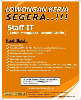 Lowongan Kerja Staff IT Istana Carwash Bandung - Lowongan Kerja Bandung