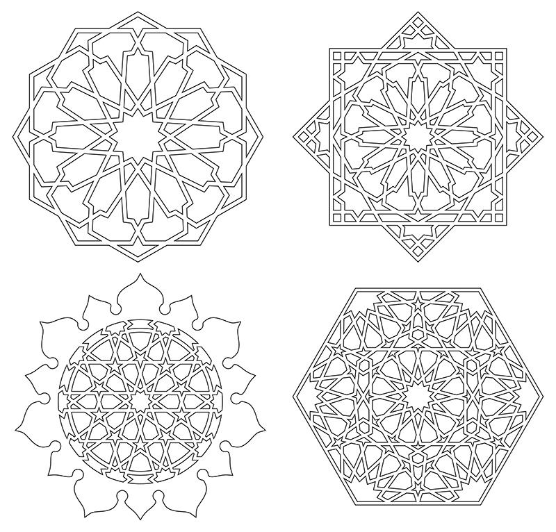4 تصاميم إسلامية جديدة بصيغة dxf