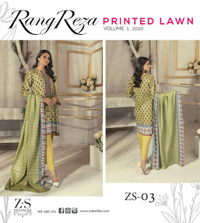 ZS Textile Reza Vol 1 Original Lawn Pakistani Collection 2020 New Design