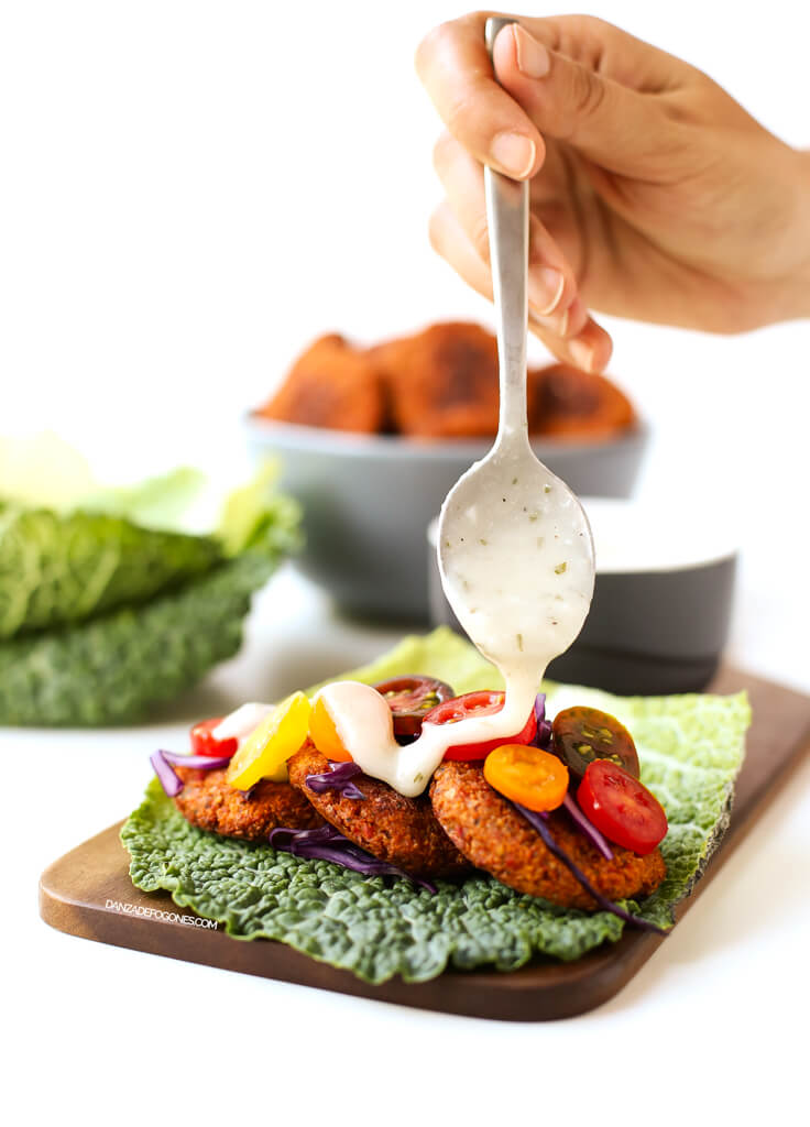 Baked Falafel with Vegan Yogurt Sauce | danceofstoves.com #vegan Baked Falafel with Vegan Yogurt Sauce | danceofstoves.com #vegan