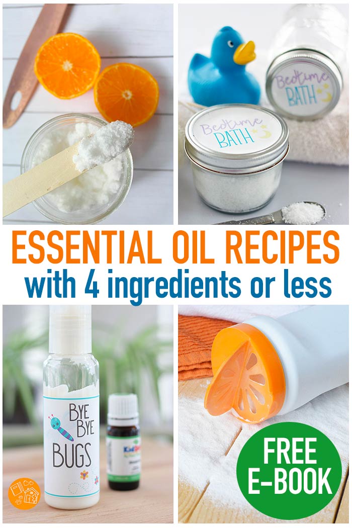 Easy essential oils recipes you can do! Grab this FREE ebook with 5 essential oil DIY projects with 4 ingredients or less. This is an awesome resource for essential oil newbies or anyone looking to add essential oils to their homes. Including natural cleaning products, DIY cleaning products, and DIY bath and body. #essentialoils #DIY #naturalcleaning #naturalhome #cleaning