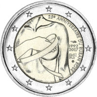 Roosa nauha 25 vuotta Ranska kolikko 2017