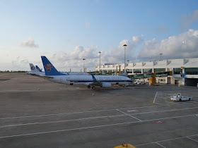 China Southern Airlines airplane at gate at Zhuhai Airport