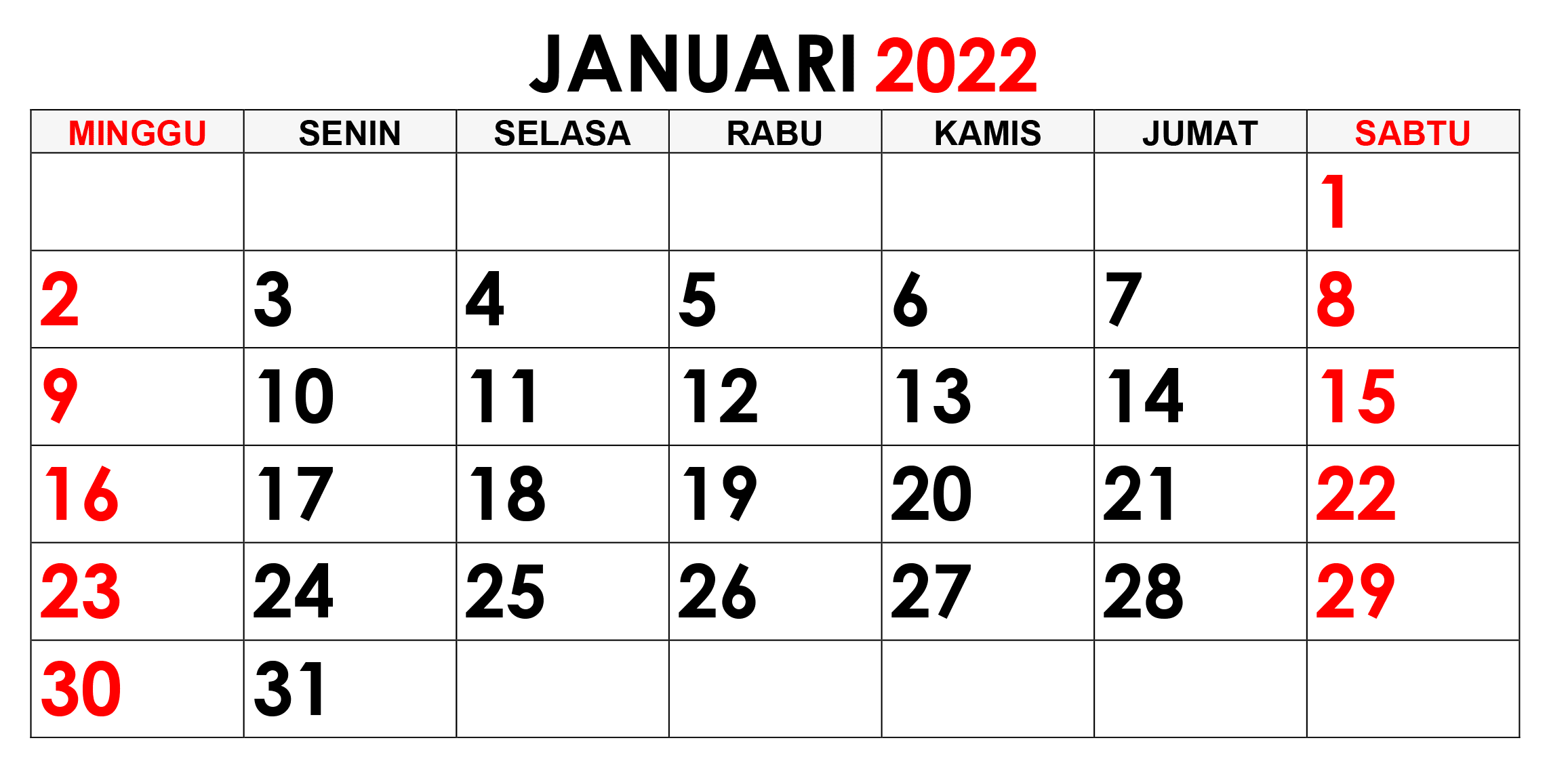 2022 januari tanggalan bulan jawa kalender