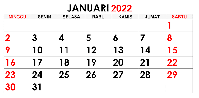 Hari Besar dan Hari Libur Nasional di Bulan Januari Tahun 2022