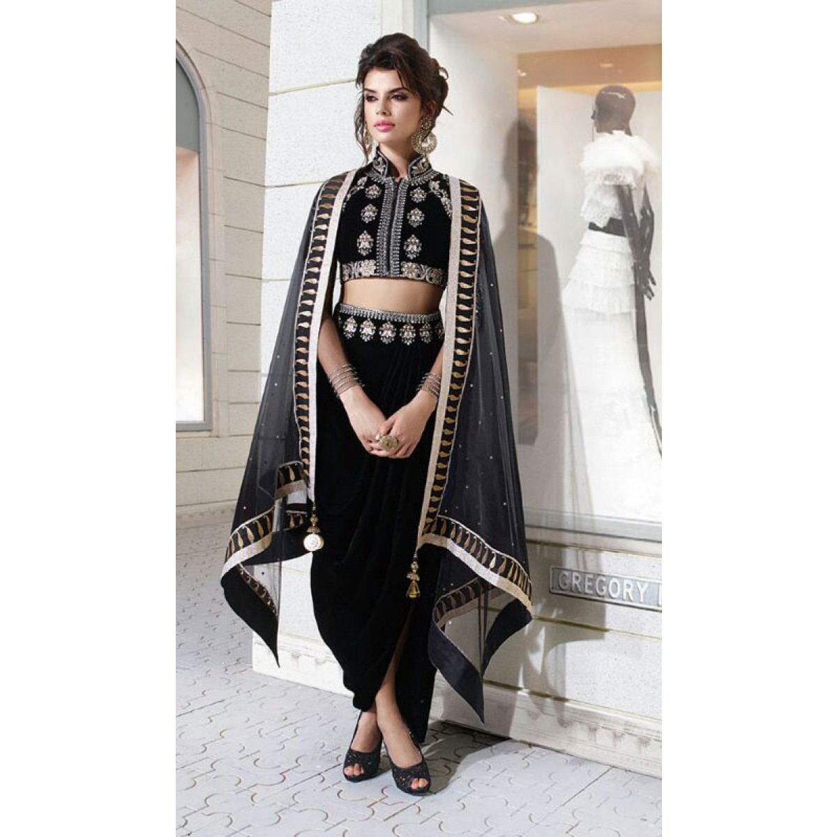 BLACK DESIGNER DHOTI STYLE DRESS BY ZOYA