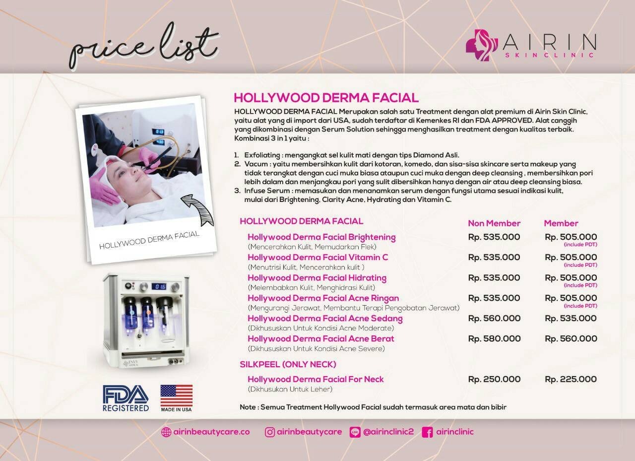 Harga treatment dan katalog di berbagai klinik kecantikan [ Facial