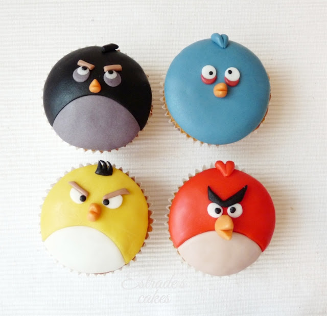 cupcakes de Angry Bird con fondant - 01