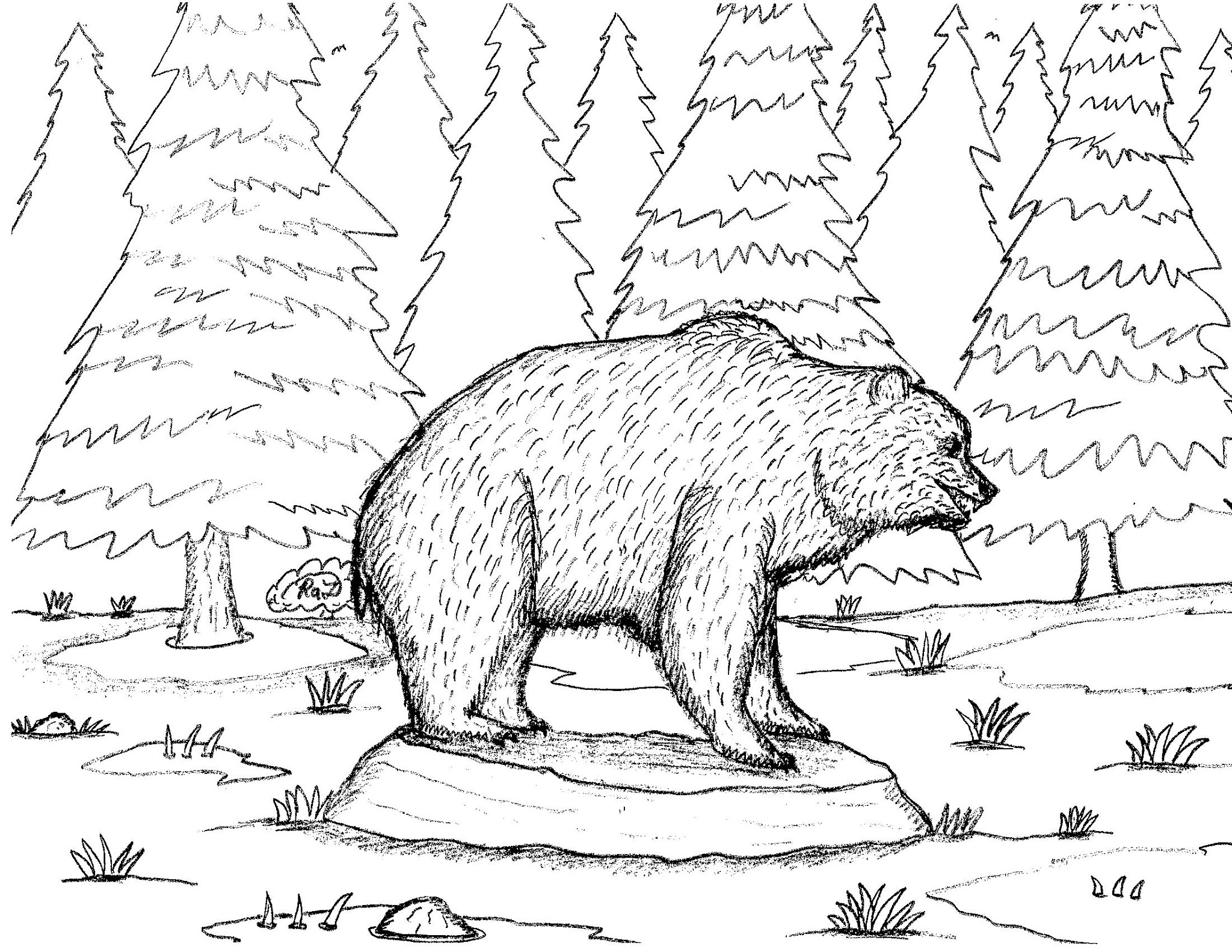 Bear Cave Coloring Page Coloring Pages