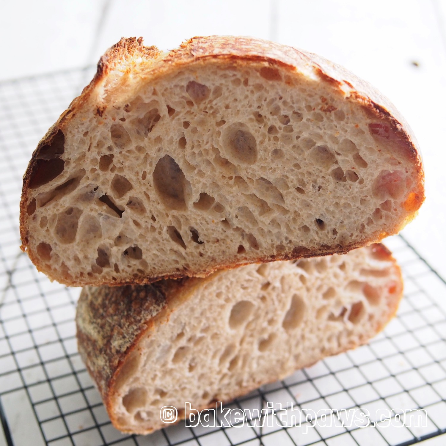 Basic Open Crumb Sourdough Bread (High Hydration) BAKE WITH PAWS