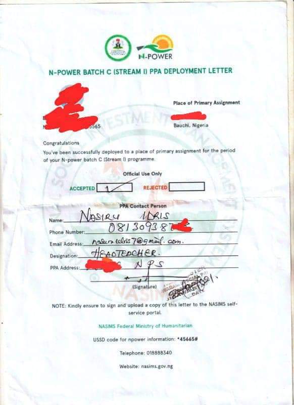 NPOWER BATCH C1: 5 Samples of Rejected and Accepted Redeployment Npower PPA Letter 