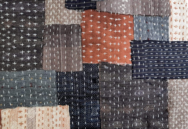 Close up of my own Sashiko Boro Stitching