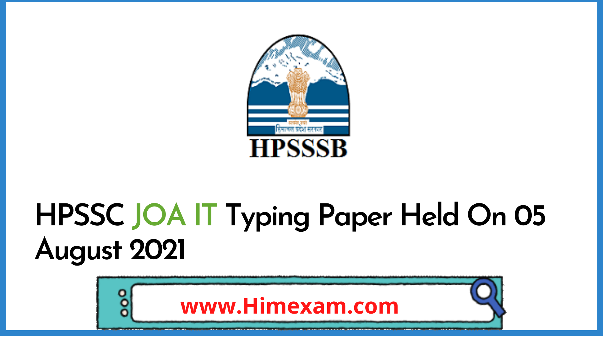 HPSSC JOA IT Typing Paper Held On 05 August 2021 HPSSC JOA IT Typing Paper Held On 05 August 2021