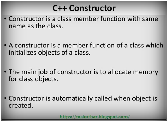Constructor and Destructor in C++.