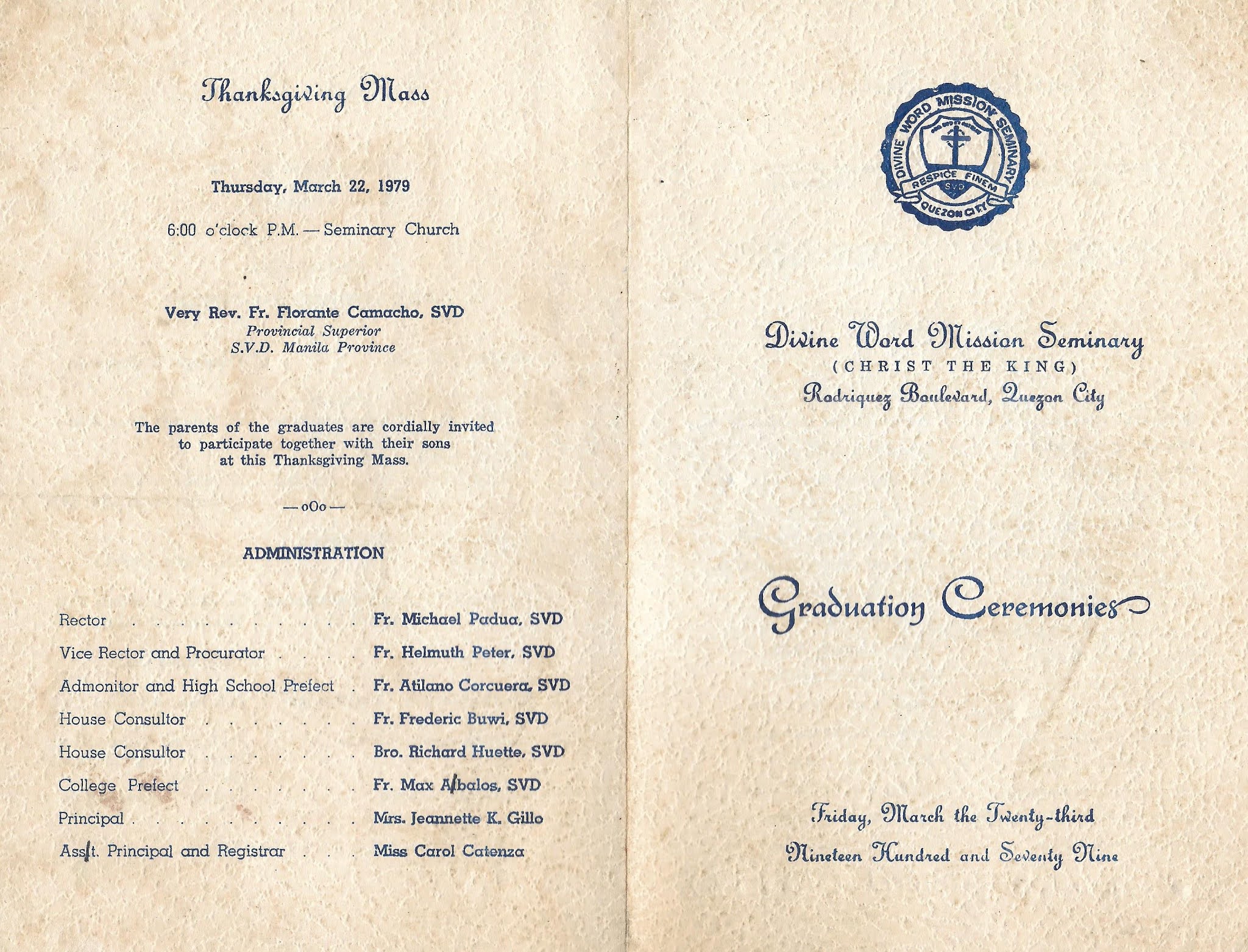 my personal spirituality: HS graduation invitation 03/23/1979