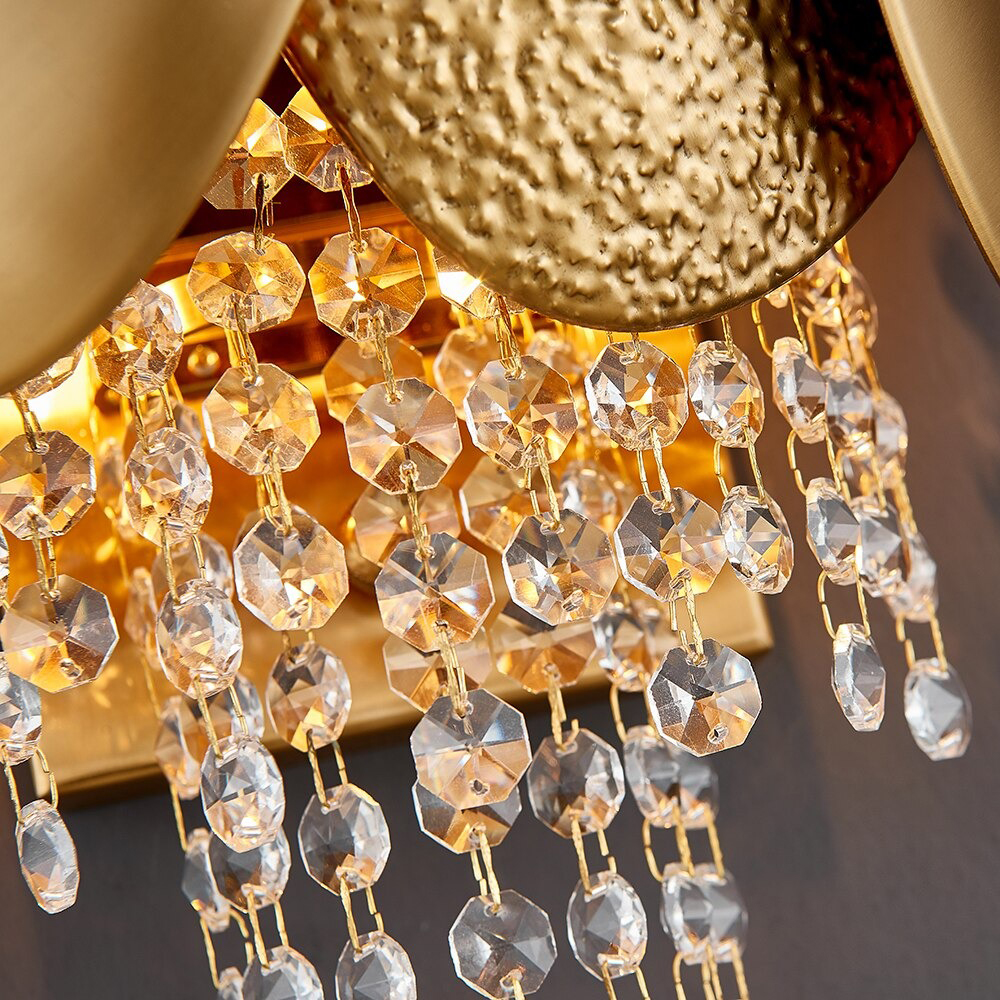 Gold Wall Lamp Living Room Bedroom Bedside Crystal Wall Scone Lights
