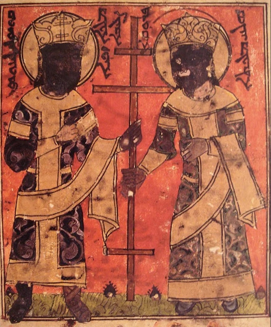 Хулагу и его супруга в образе новых Константина и Елены в сирийской библии