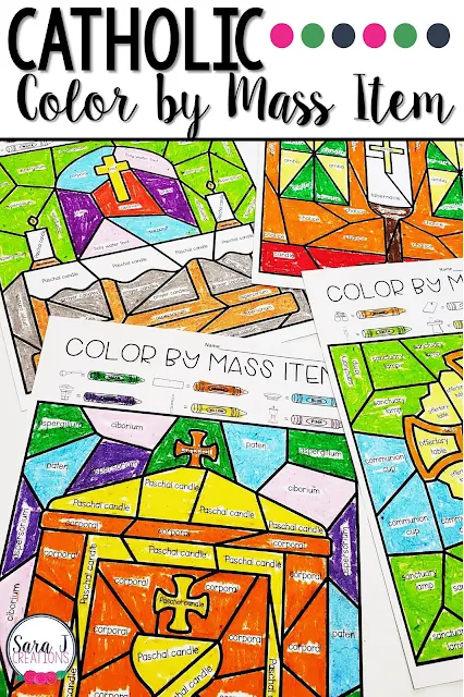 Five different ways to teach your students the names for the items commonly found during a Catholic Mass. Great for whole group, small groups, centers and more to reach all of your learners in a religious education, Catholic classroom or homeschool setting.