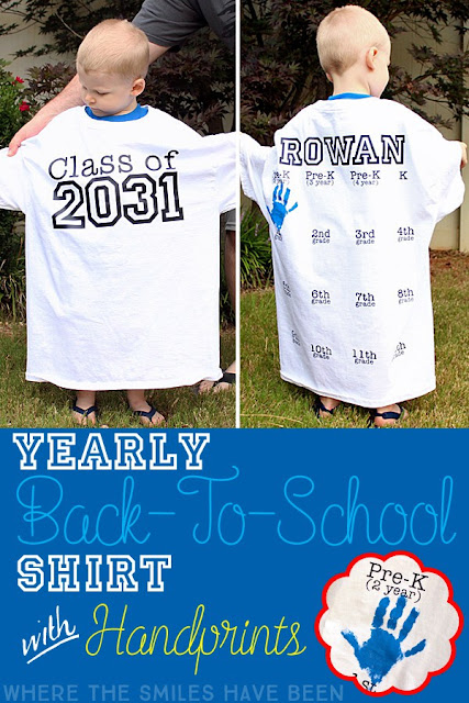 Yearly back to school shirt with handprints graphic