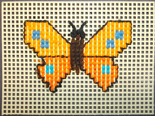 Colorful butterfly on plastic canvas