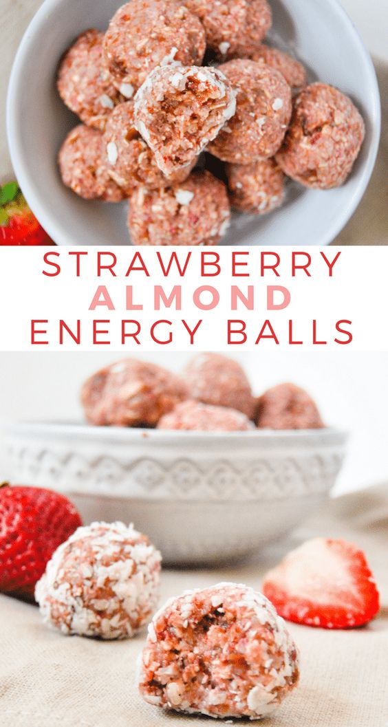 No Bake Strawberry Almond Energy Balls