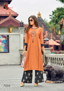 Sawan Creation Dani Vol 7 Reyon Kurtis With Palazzo Collection 