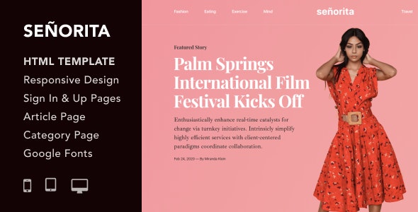 Senorita - Magazine and Blog HTML5 Responsive Template Senorita v1.0 - Magazine and Blog HTML5 Responsive Template