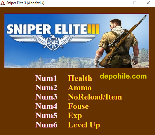 Sniper Elite 3 Afrika Can, EXP +6 Trainer Hilesi İndir Yeni