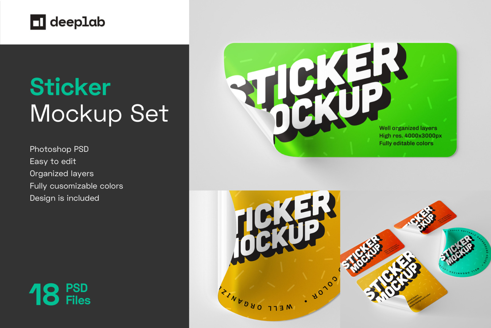 Download Free Download Sticker Mockup Set PSD Mockups.
