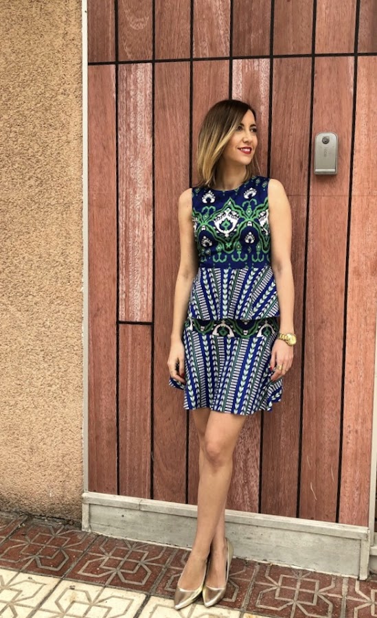 Fitness And Chicness-Vestido estamapado azul y verde-Vestido y Tacon-5