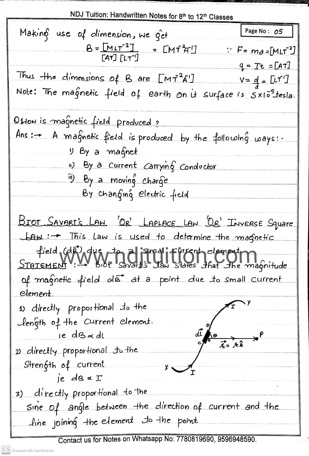 Effect of Electric Current Handwritten Notes for 12th Physics