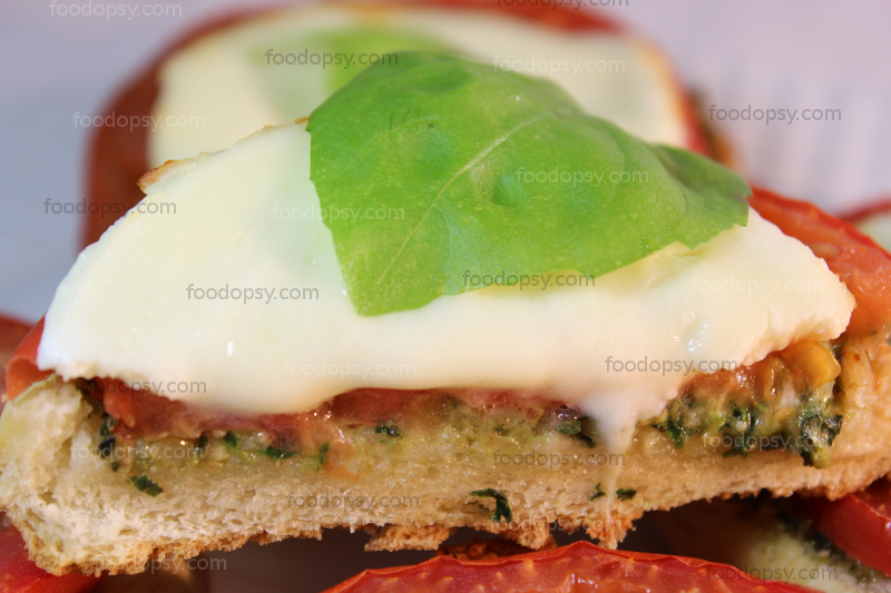 Pesto Mozzarella Bruschetta