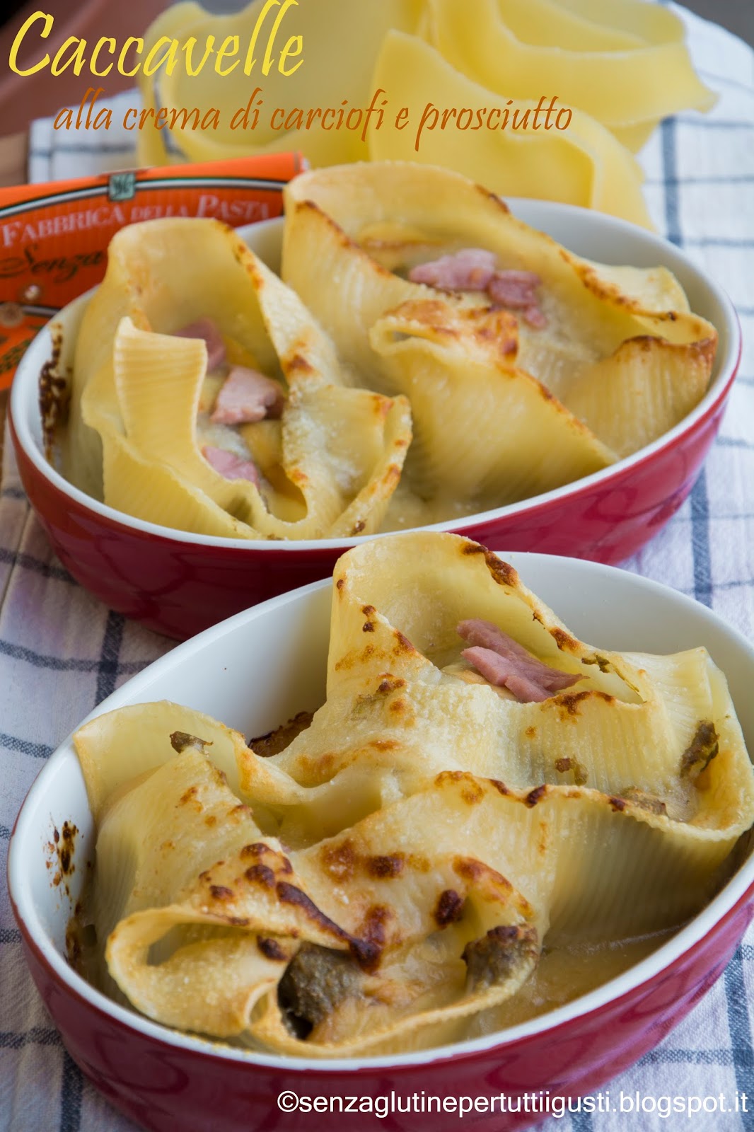 caccavelle con crema di carciofi e prosciutto senza glutine