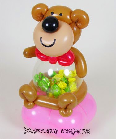 Медведик из шаров с конфетами