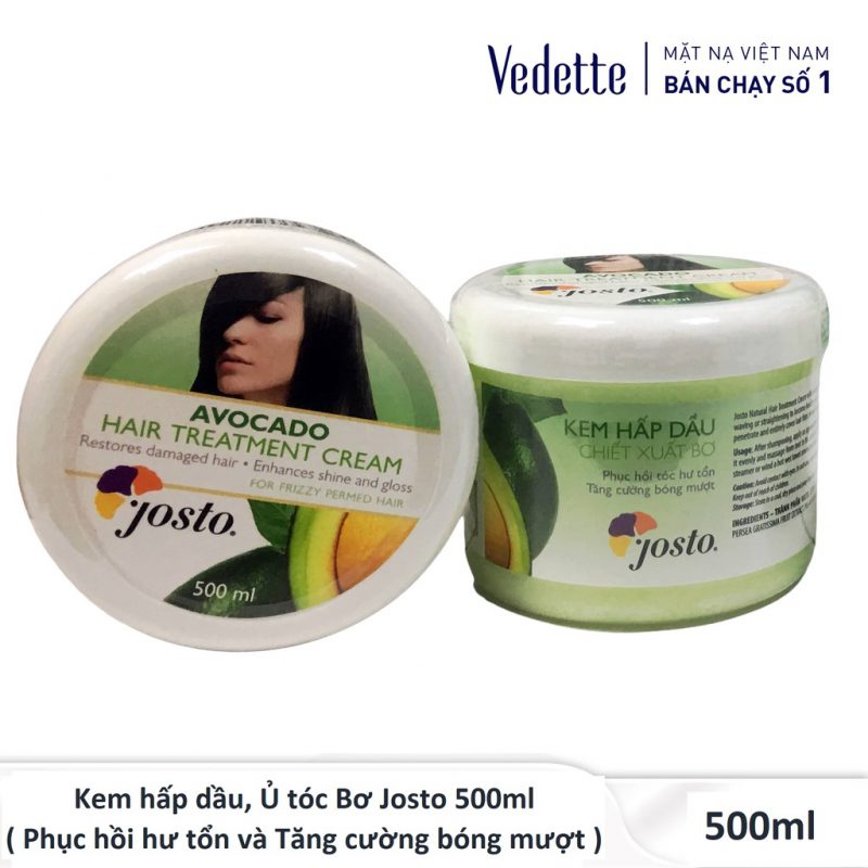 Kem hấp dầu, Ủ tóc Bơ Josto 500ml – Phục hồi hư tổn và Tăng cường bóng mượt