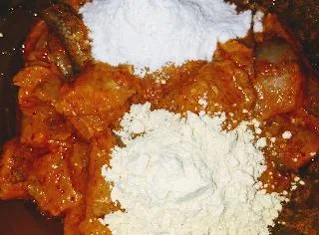 Mixing with gram flour and rice flour for Bombay duck fry recipe