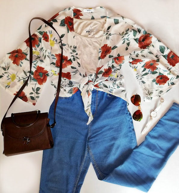 tie blouse, bluza, košulja, floral, cvjetni uzorak, uzorak, print, summer, spring, autumn, fall, ljeto, proljeće, jesen, ideja, idea, outfit inspo,