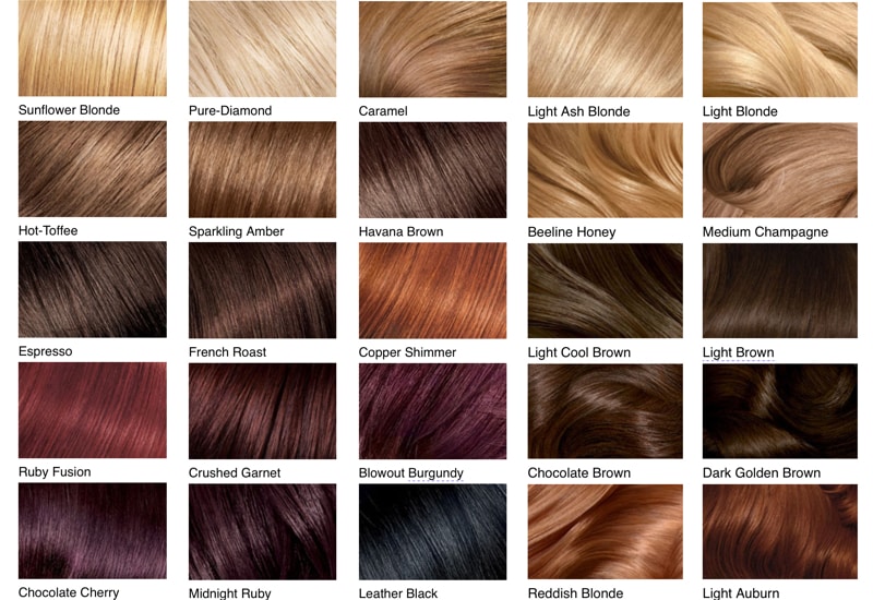 Different Shades Of Hair Color Chart