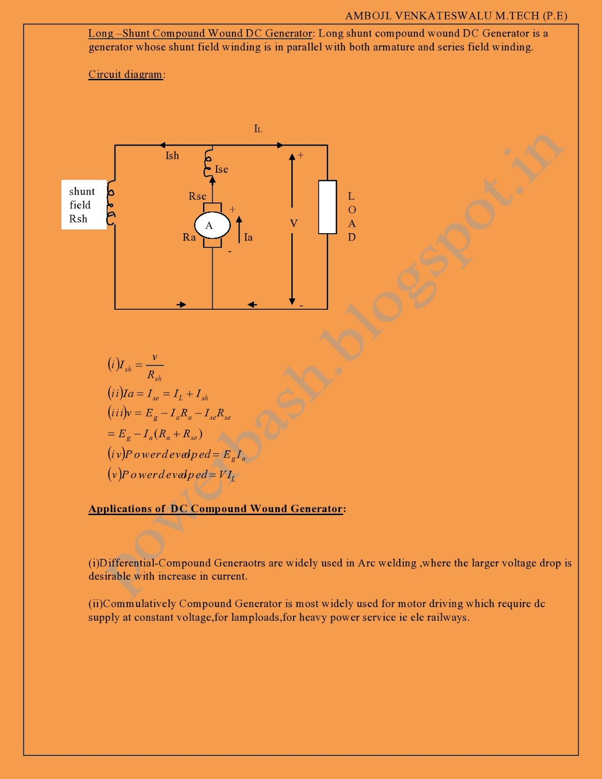 DC GENERATORSEMF EQUATION,TYPES,ADVANTAGES,APPLICATIONS VENKAT POWER