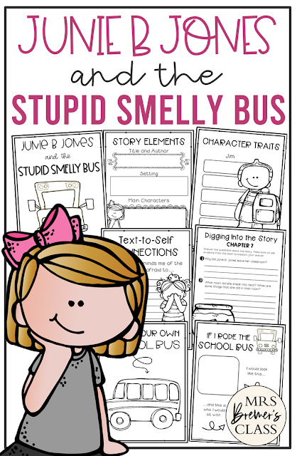 Junie B Jones and the Stupid Smelly Bus book study literacy unit with Common Core aligned companion activities 1st grade 2nd grade