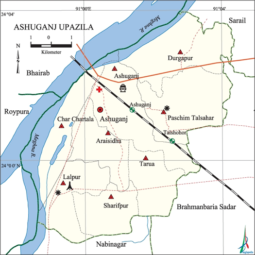 Ashuganj Upazila Map Brahmanbaria District Bangladesh