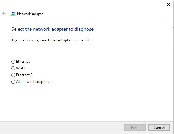 Run Windows Network Diagnostics