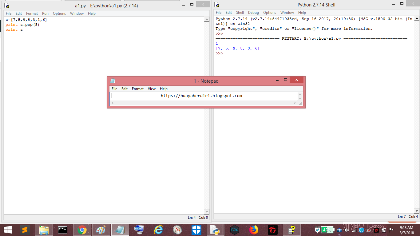27.Belajar Bersama Python | pop() Python