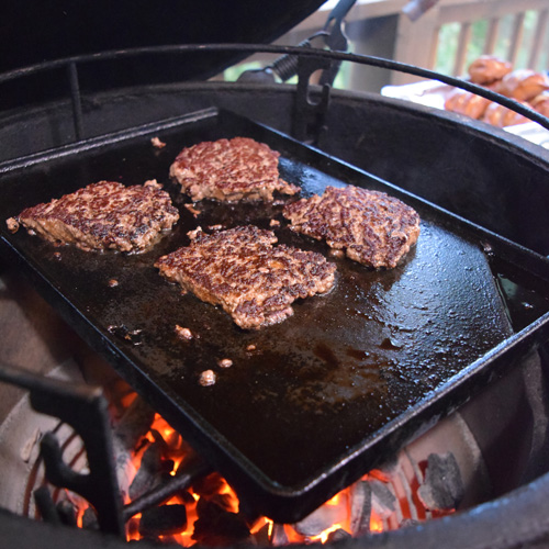 Oostburger Pretzel Sliders cooking on the Big Green Egg