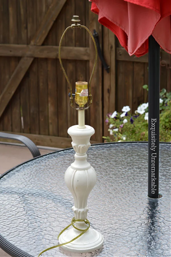 Yard Sale Lamp  Base on backyard table