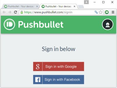 Regístrese en PushBullet