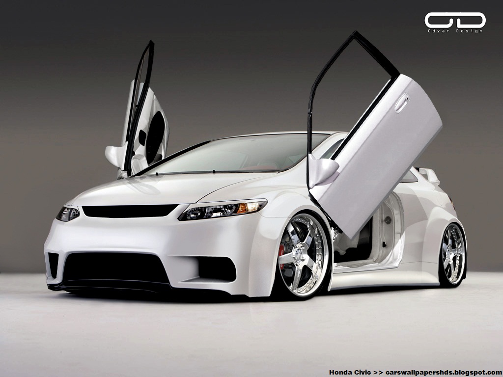 Honda Civic White Open Door Cars Wallpapers HD 2012